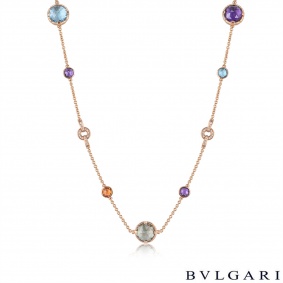 Bvlgari Rose Gold Parentesi Cocktail Diamond & Multi-Gem Necklace 344852 Bvlgari Rose Gold Parentesi Cocktail Diamond & Multi-Gem Necklace 344852